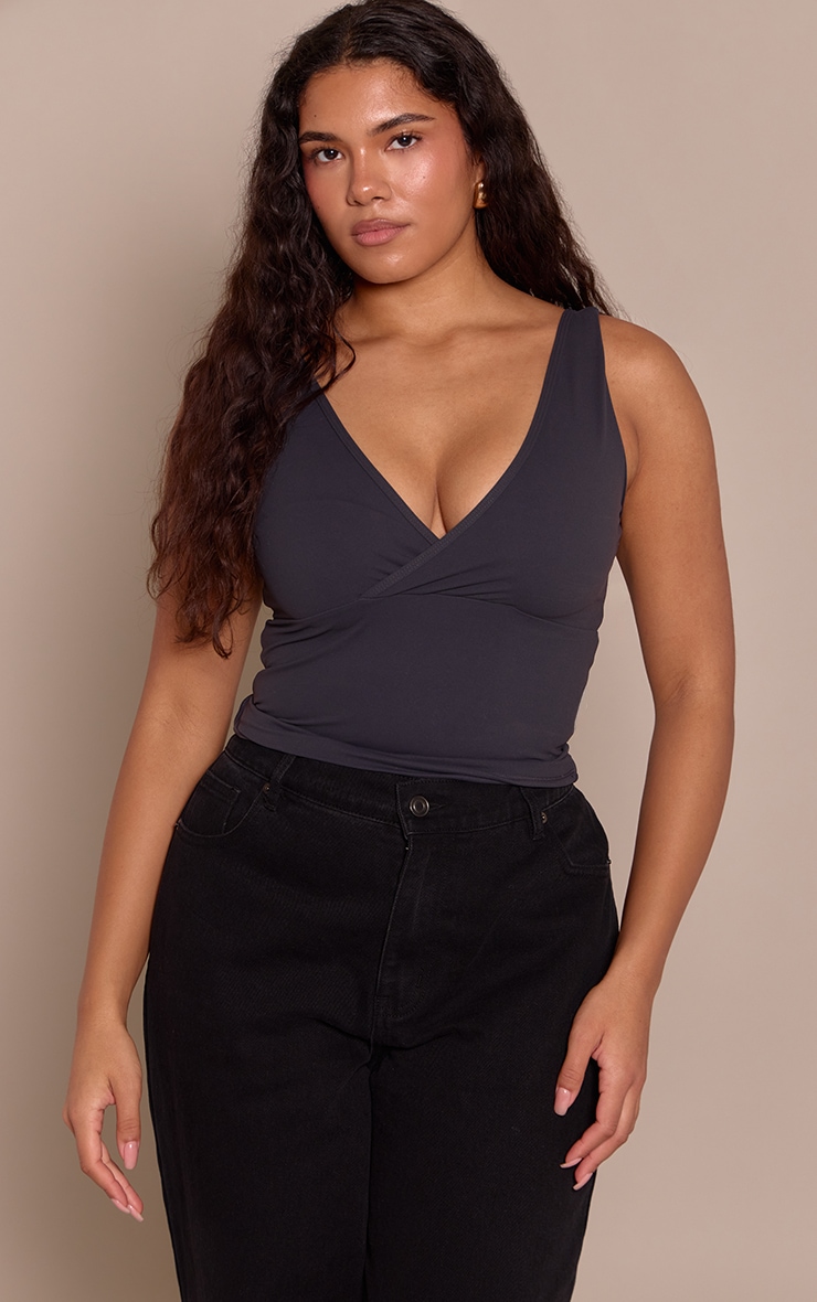 Shape Charcoal Sculpt Active Long Line Wrap V Neck Top image 1