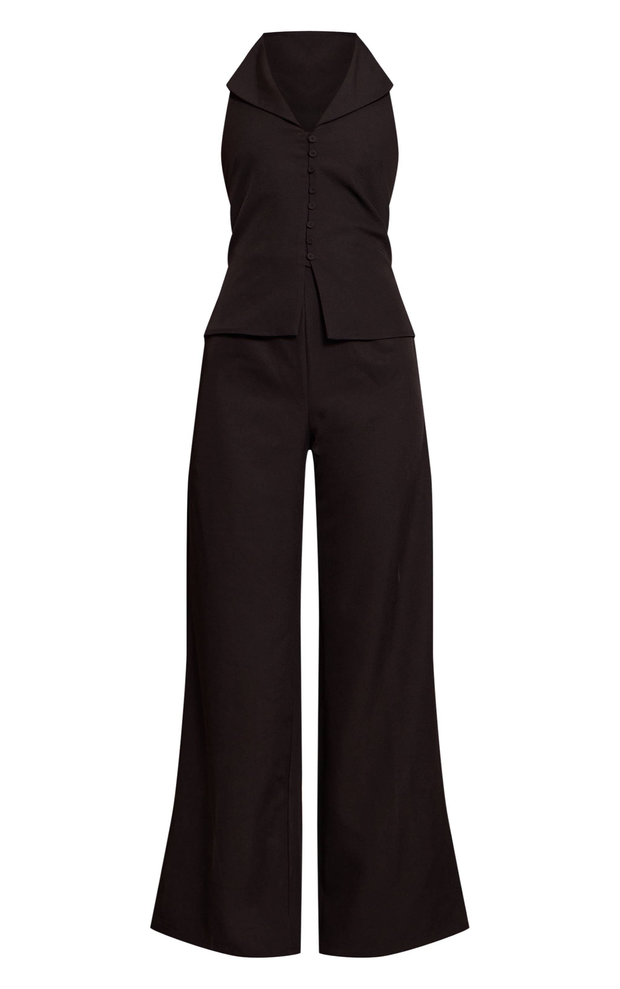 Black Waist Coat Straight Leg Jumpsuit image 5