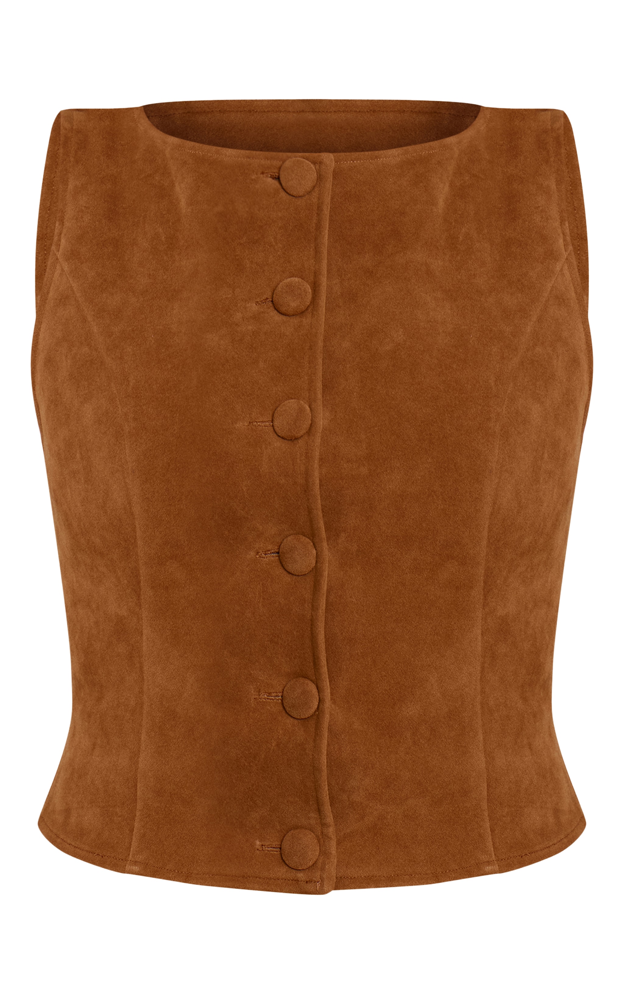 Gilet en suédine marron clair à boutons image 5