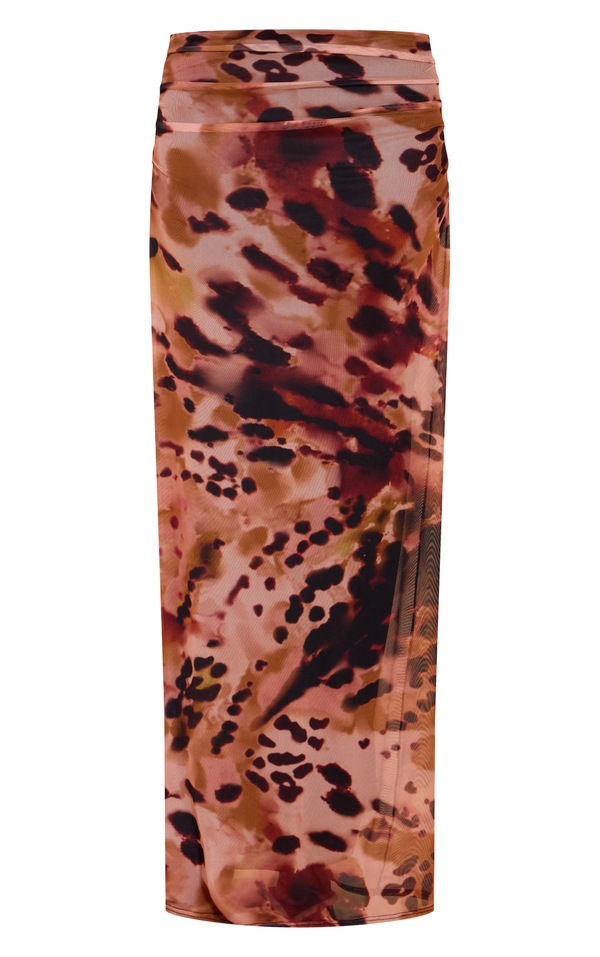 Grid Mesh Open Front Maxi Skirt main image 1