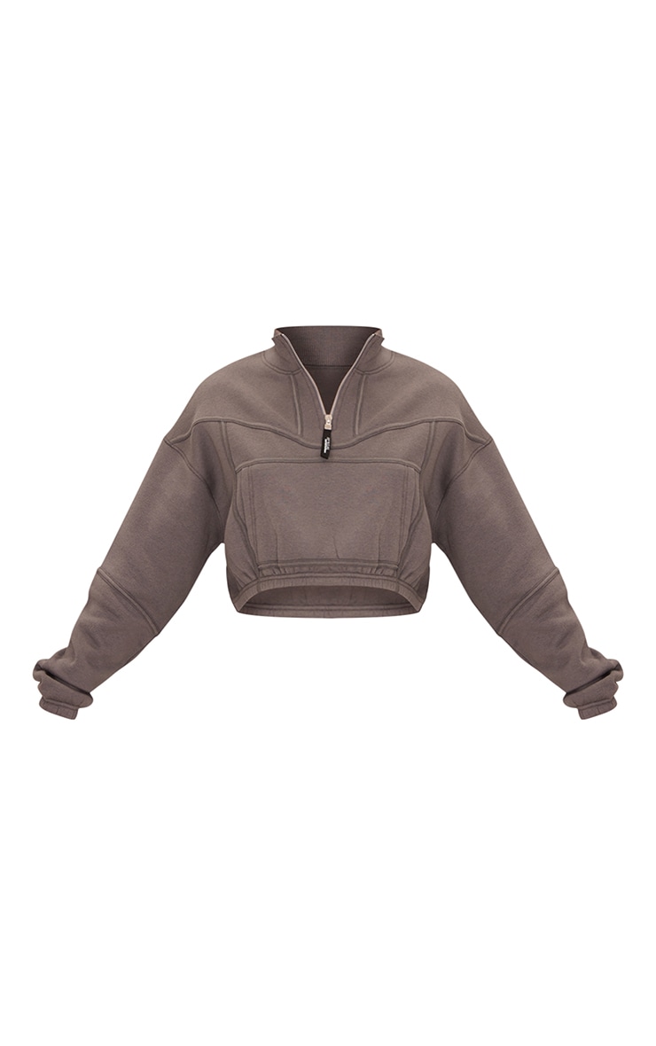 Sweat court oversize gris anthracite à col cheminée zippé image 5