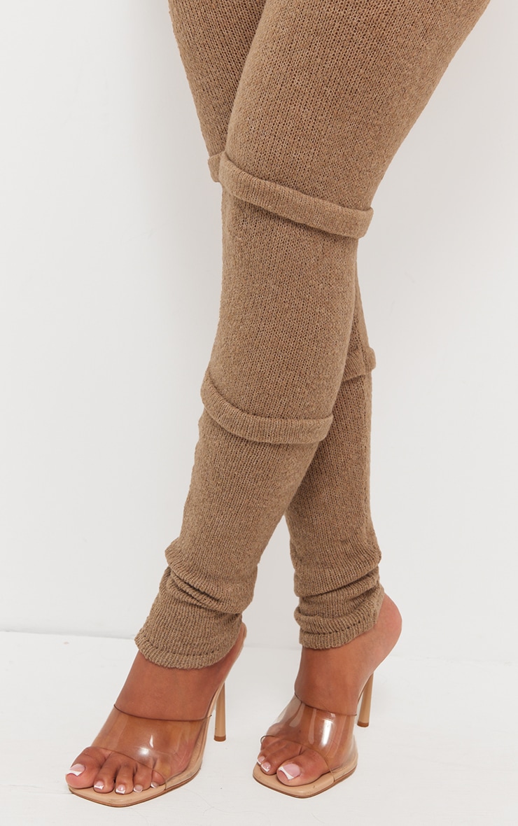 Shape Mocha Knit High Waist Seam Detail Trousers image 4