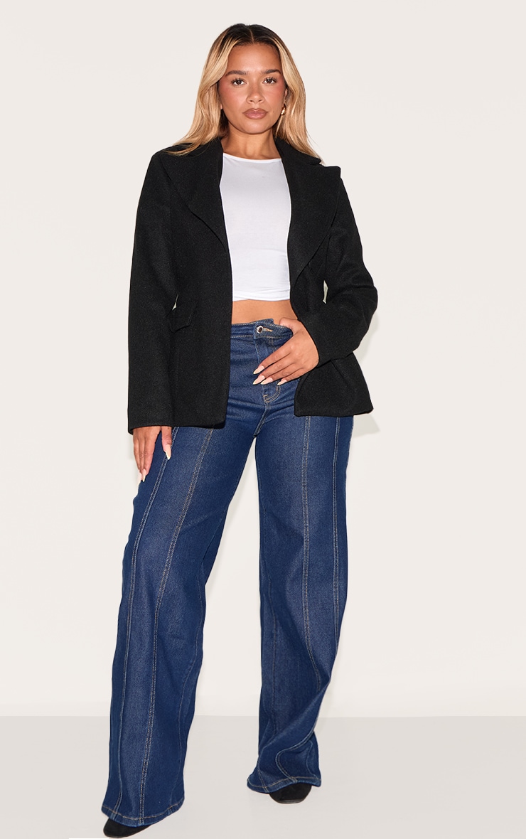 Shape Black Wool Look Cinched Waist Blazer image 3