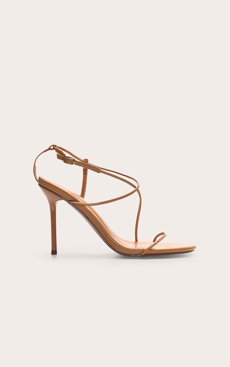 Tan Pu Round Toe Strappy High Stiletto Heeled Sandals image 2
