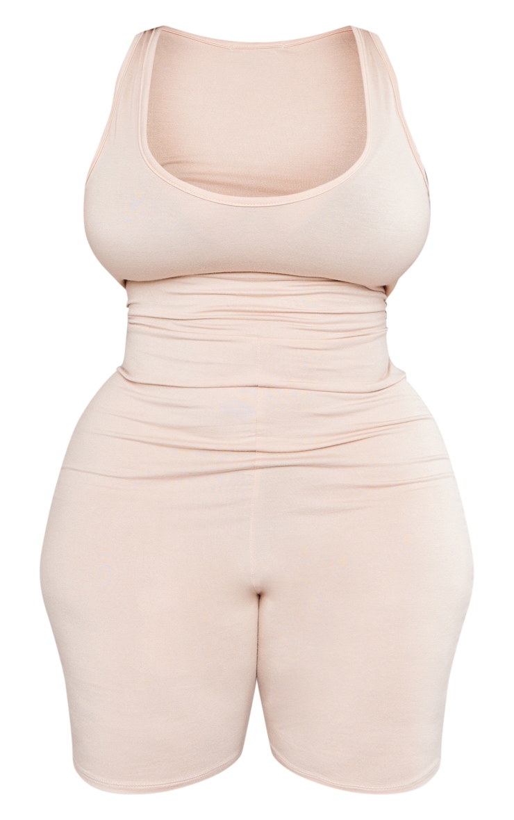 Plus Combishort moulant gris pierre à décolleté plongeant image 5
