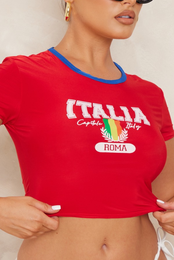 Red fit-cut T-shirt main image 0