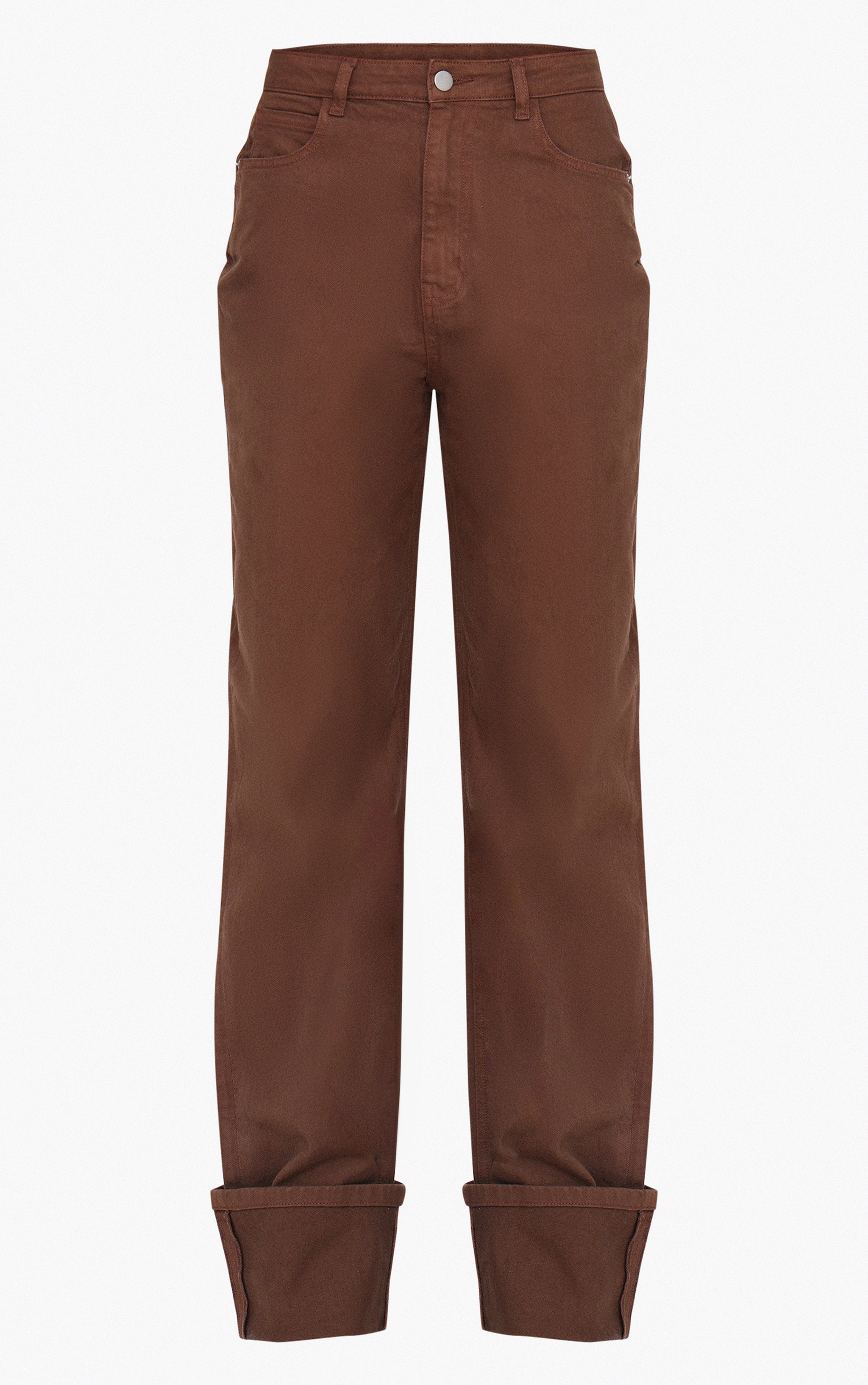 Tall Brown Wash Mid Rise Distressed Turn Up Hem Jeans image 5