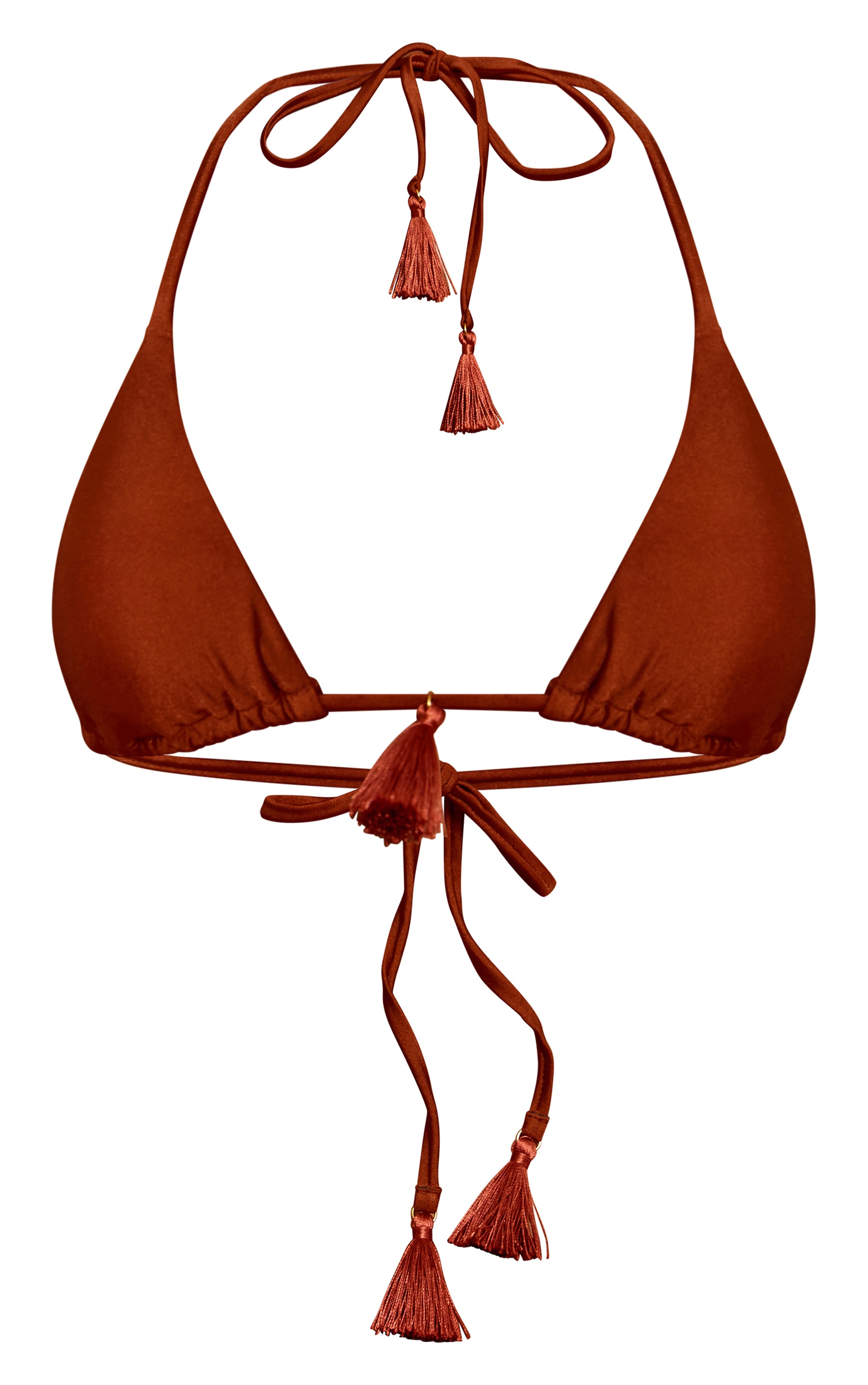 Bronze Tassel Trim Micro Triangle Bikini Top image 5
