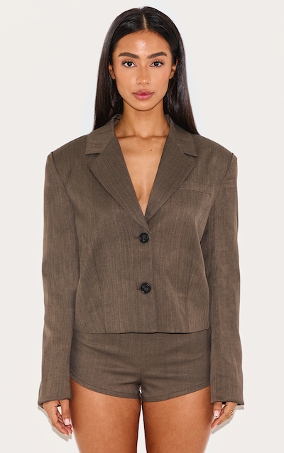 Petite Dark Khaki Tailored Cropped Blazer