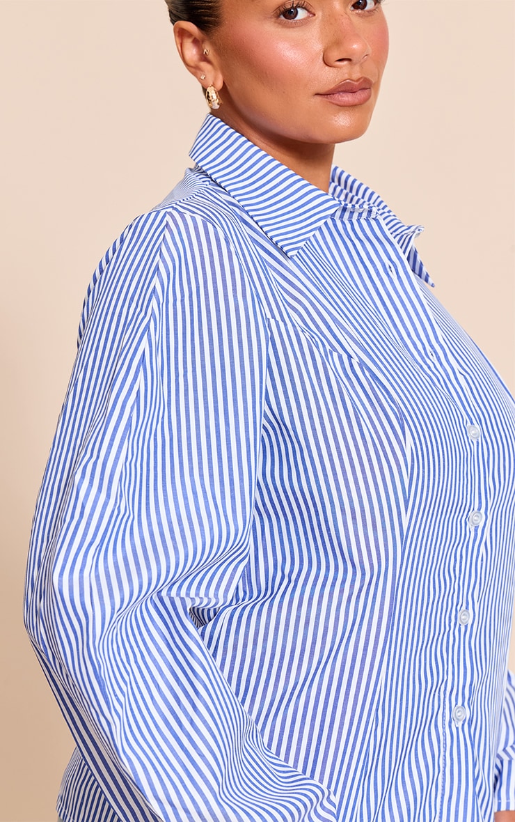 Shape Blue Striped Cocoon Sleeve Button Front Shirt image 4