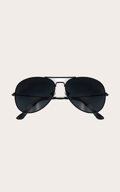 Black Metal Aviator Sunglasses