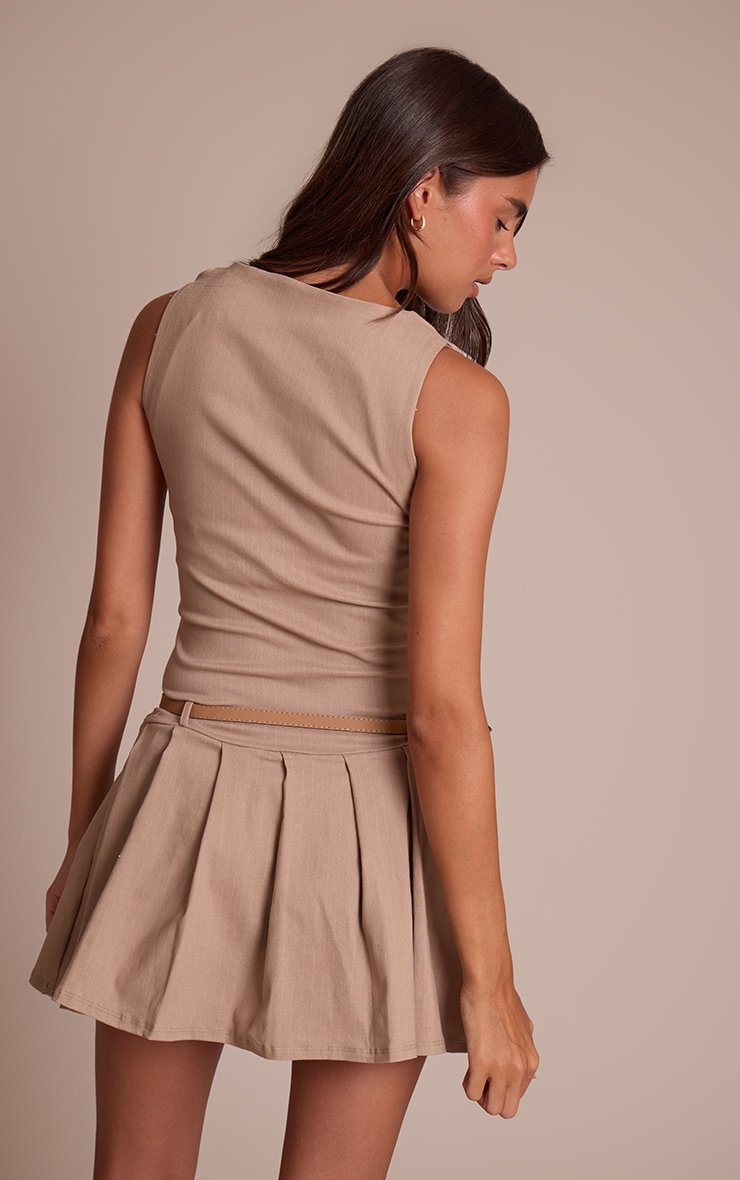 Stone Stretch Woven Boat Neck Belted Shift Dress image 2
