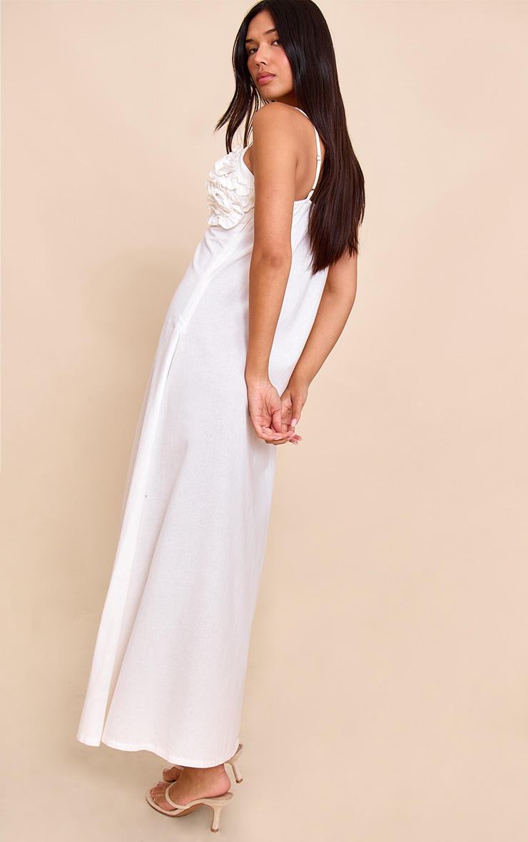 Cream Floral Bust Maxi Dress image 3