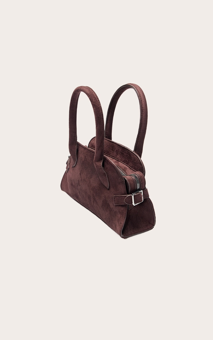Mini sac à main en suédine chocolat image 3