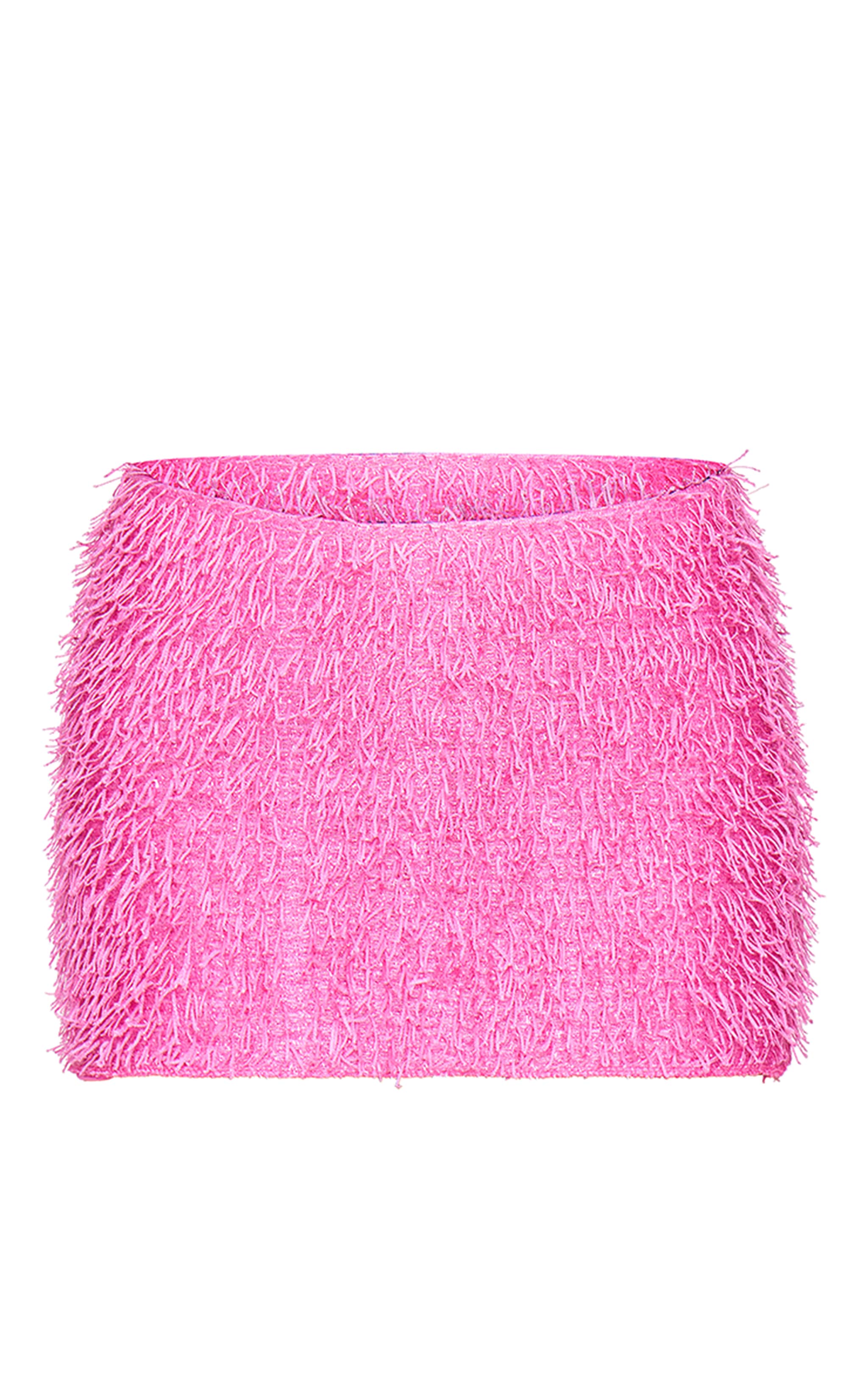 Hot Pink Eyelash Tinsel Detail Mini Skirt image 6