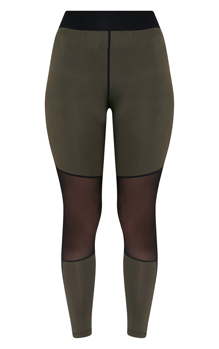 Leona Khaki Mesh Panelled Gym Leggings PrettyLittleThing USA