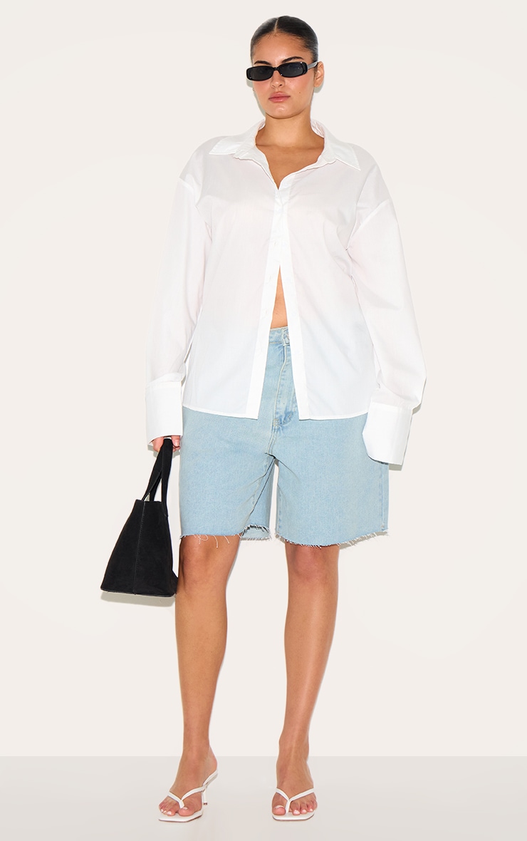 Plus Light Blue Wash Boyfriend Denim Short image 4