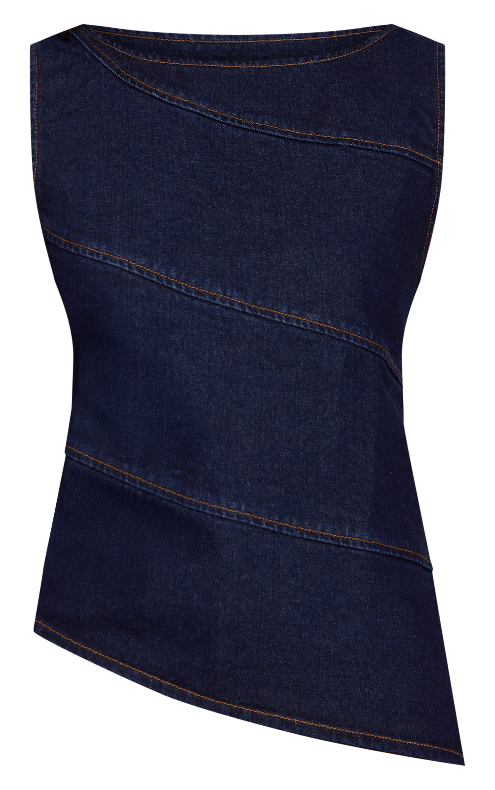 Indigo Asym Seam Detail Sleevless Denim Top image 5