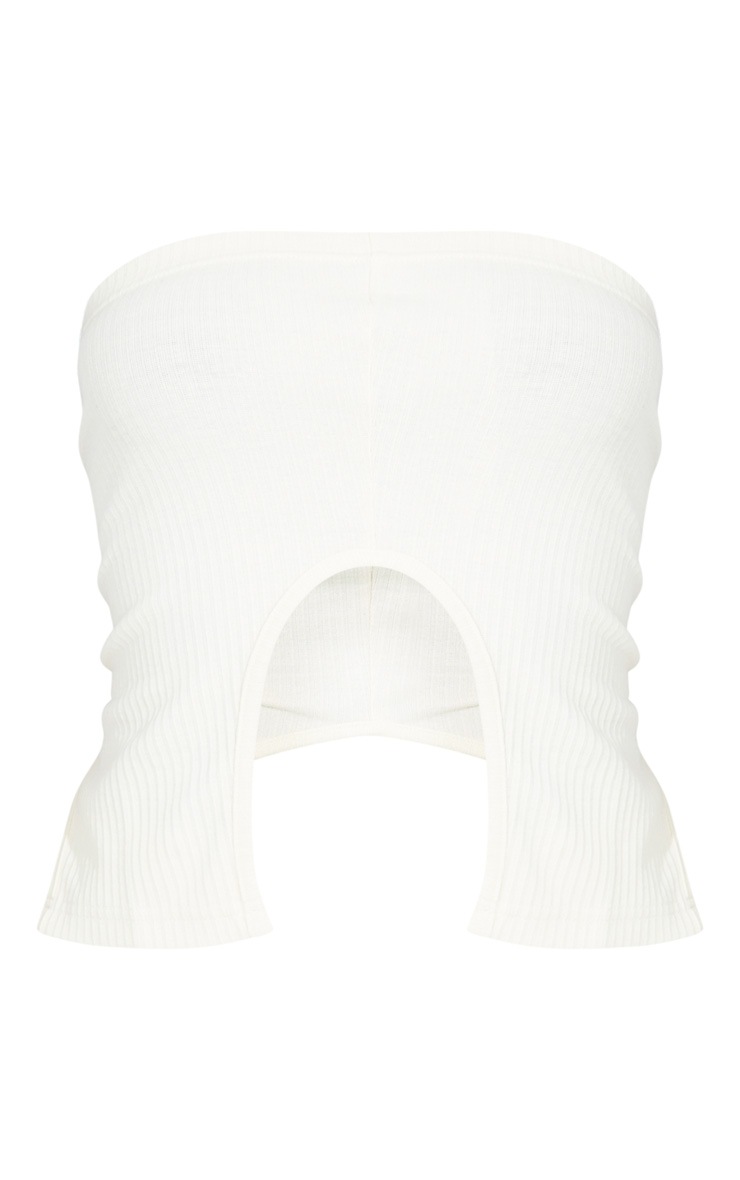 Tall Cream Split Front Ribbed Bandeau Top image 5