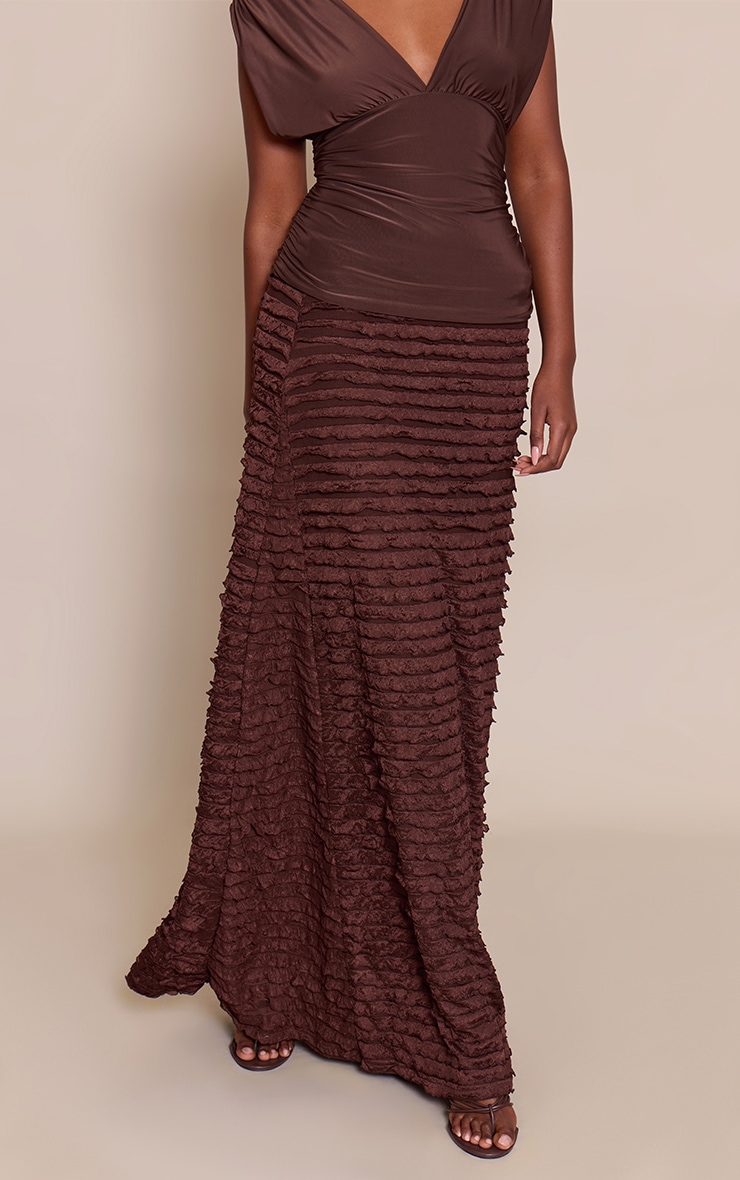 Chocolate Extreme Ruffle Floaty Maxi Skirt image 2