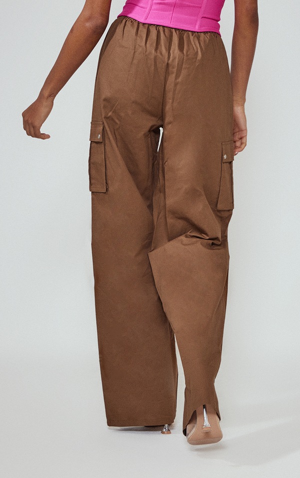 Mocha Wide Leg High Waisted Cargo Pants PrettyLittleThing USA