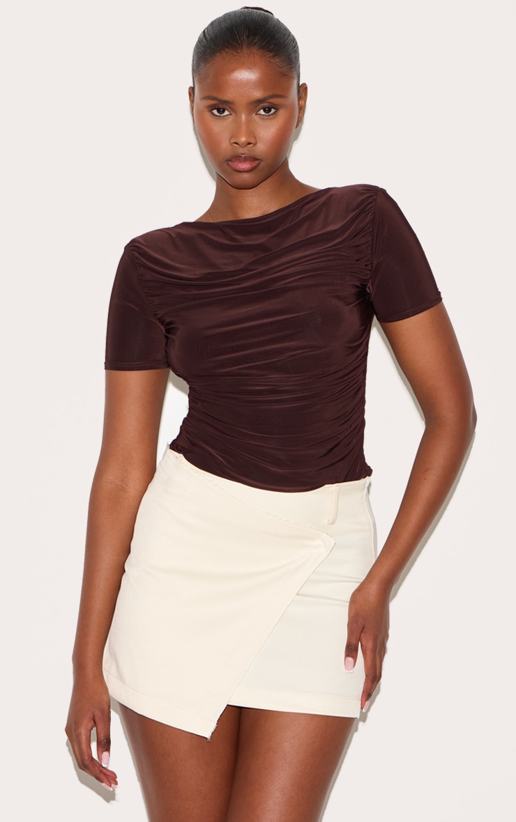 Cream Woven Raw Edge Detail Mini Skort image 4