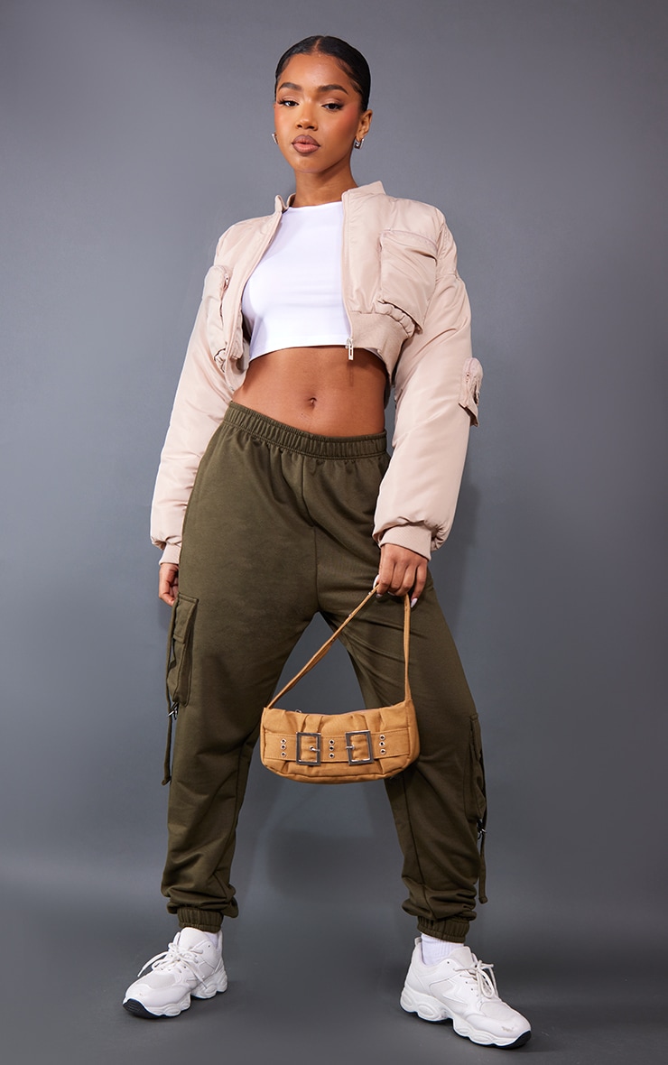 Sage Khaki Cargo Detail Casual Joggers