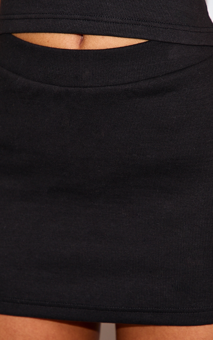Petite Black Ribbed High Waisted Mini Skirt image 5