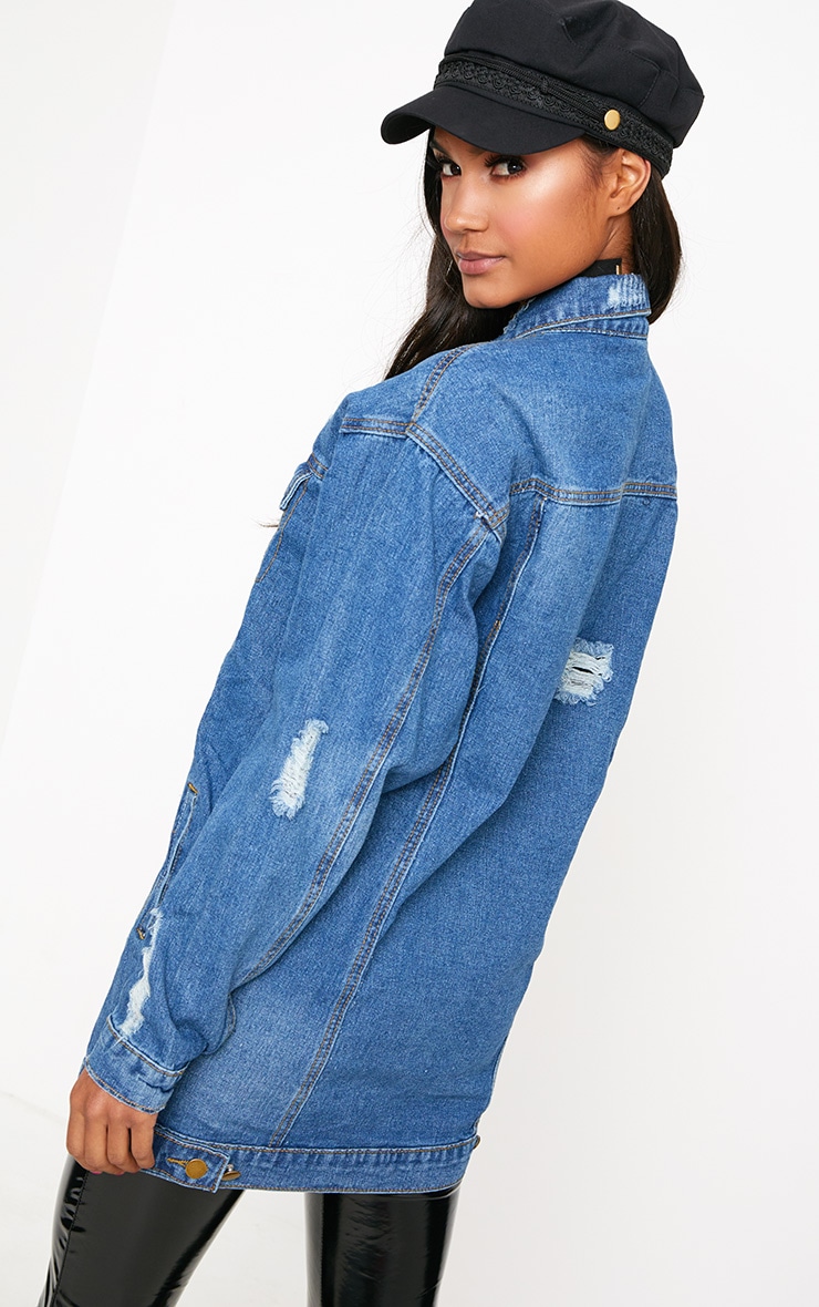 Mid Wash Longline Denim Jacket. Coats & Jackets PrettyLittleThing