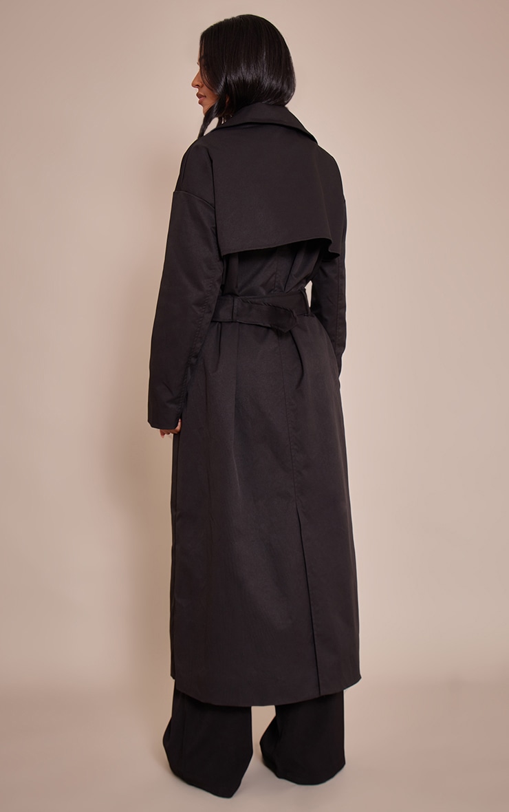 Tall Trench noir à taille à nouer image 2