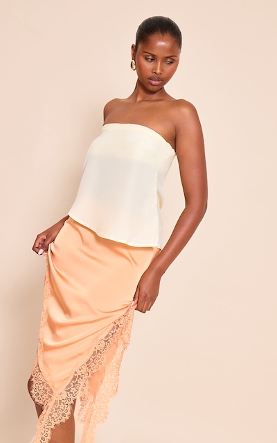 Cream Bandeau Chiffon Top