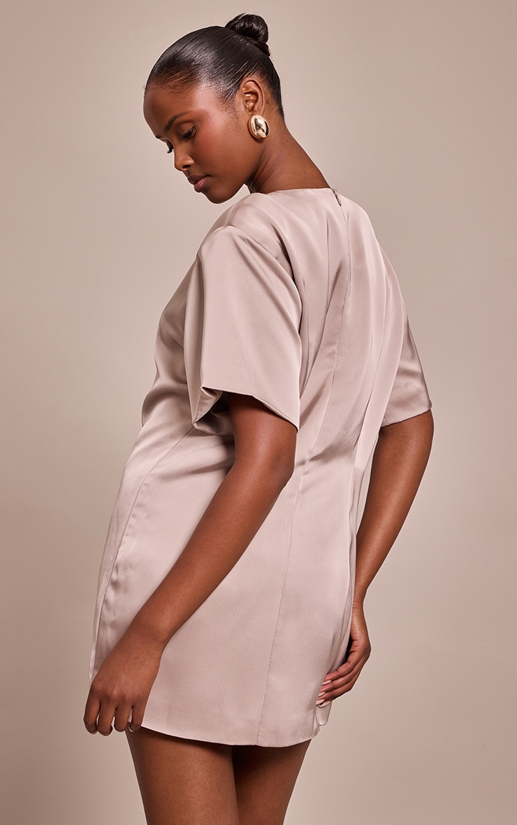 Taupe Satin T Shirt Dress image 2