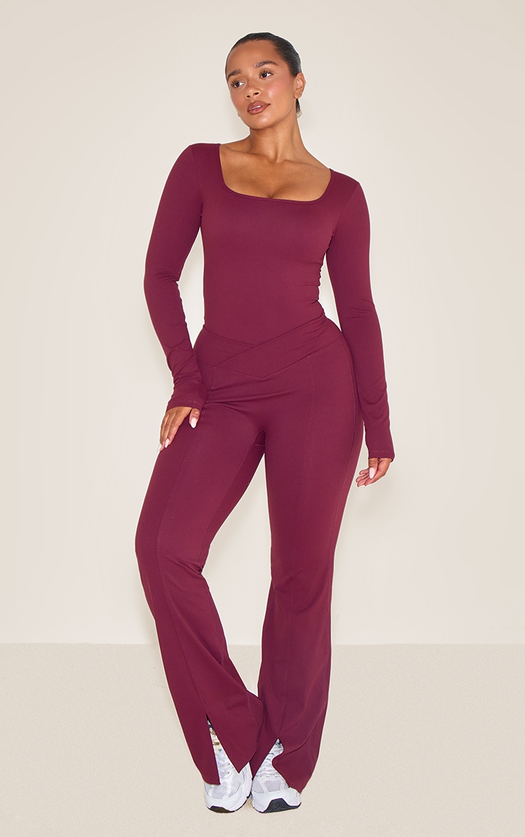 Shape wine Built In Bra Sculpt Square Neck Long Sleeve Bodysuit image 3