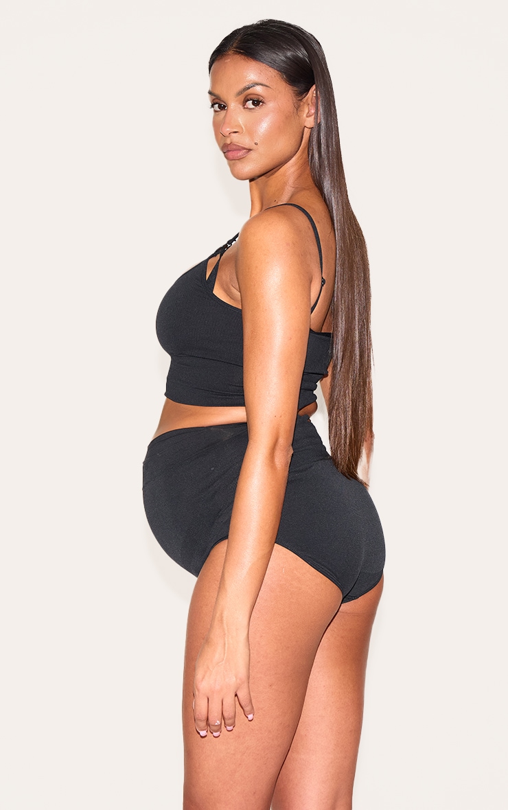 Maternity Black Bump Support Seamless Panties image 2