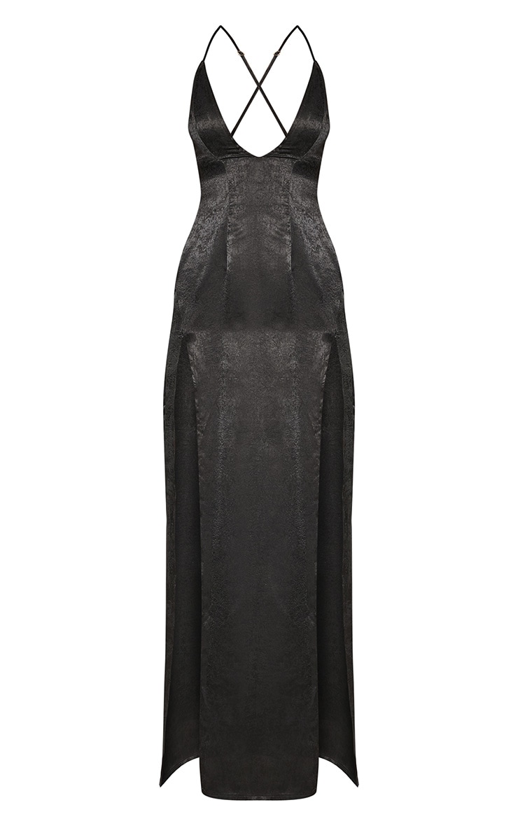 Black Satin Slip Maxi Dress Dresses PrettyLittleThing