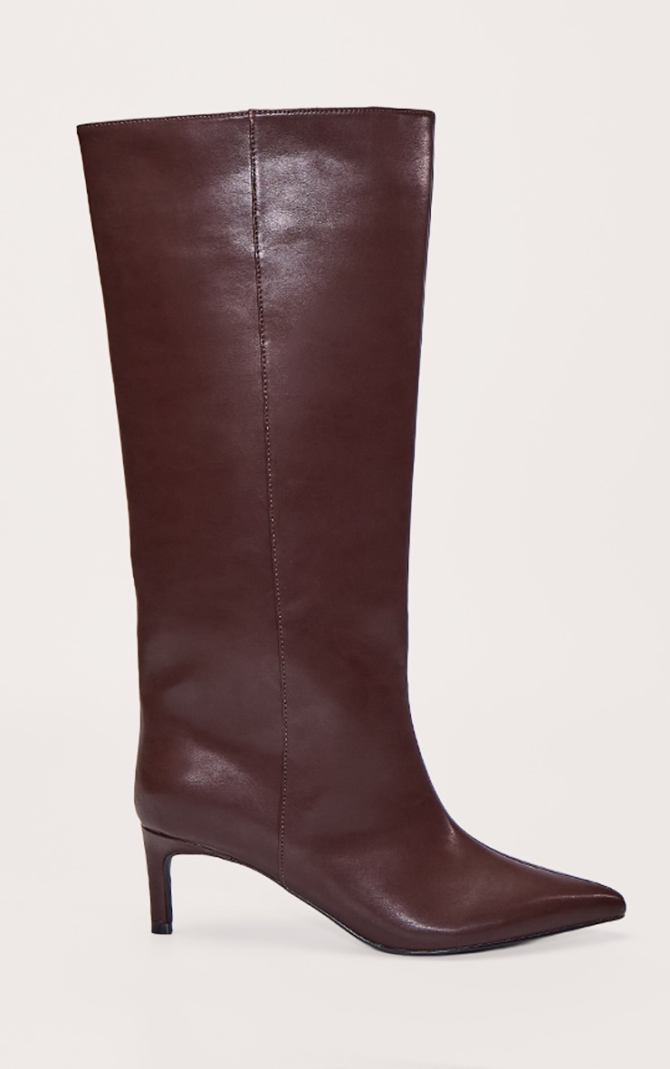 Chocolate Kitten Heeled Knee High Boot image 2