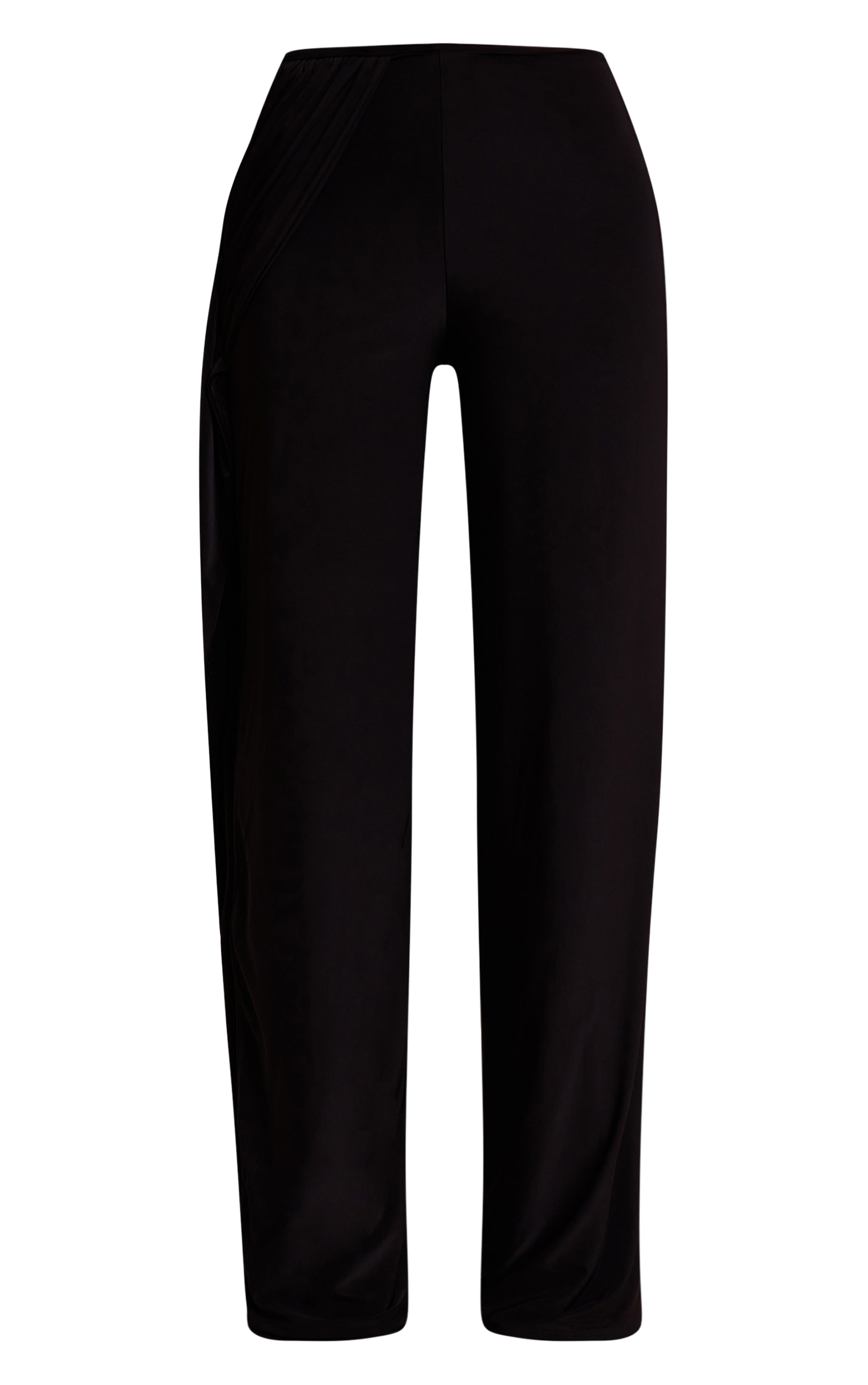 Black Double Layer Slinky Twist Drape Straight Leg Trousers image 5