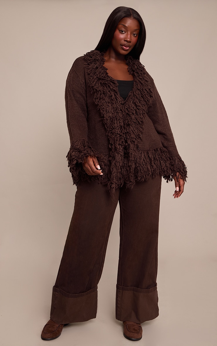 Plus Chocolate Loop Knit Edge cardigan image 3
