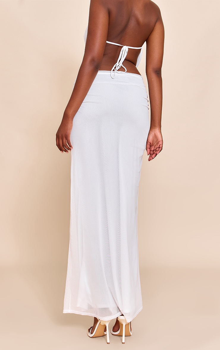 White Mesh Maxi Skirt image 3