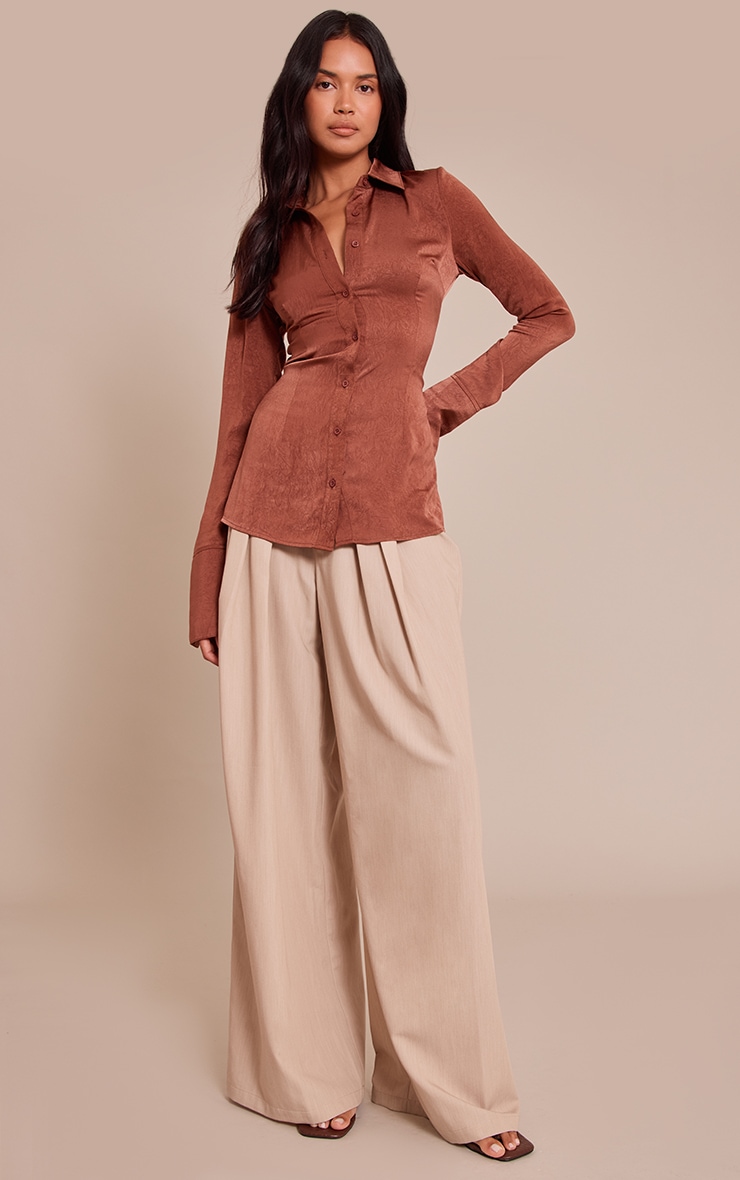 Chocolate Textured Fitted Shirt image 3