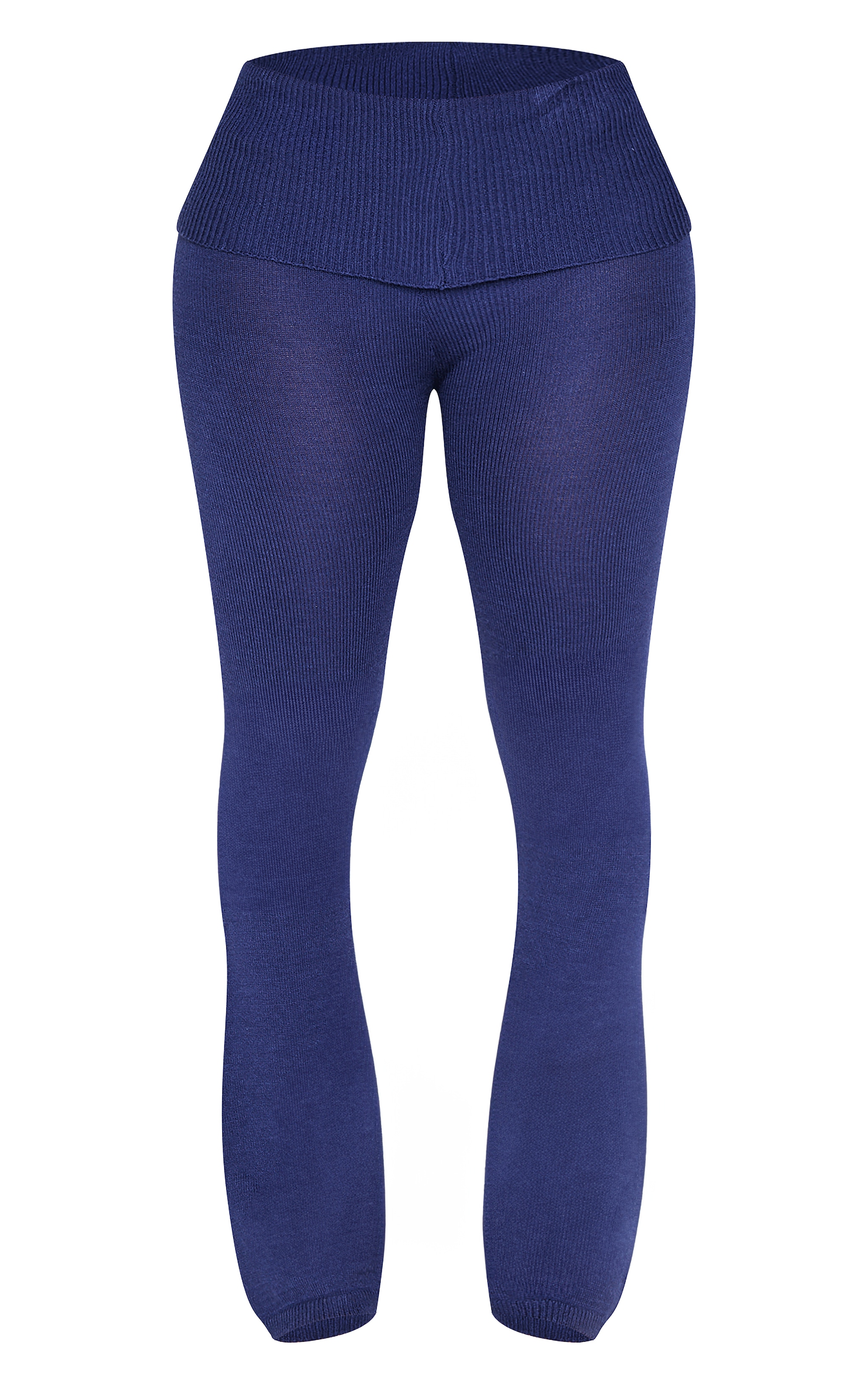 Shape Navy Knitted Flare Trousers image 5