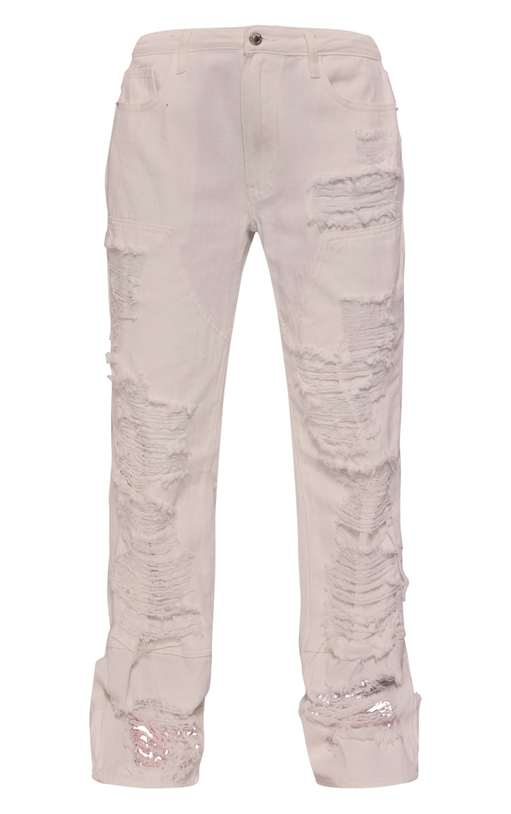 Off White Extreme Distress Wide Leg Jeans image 5