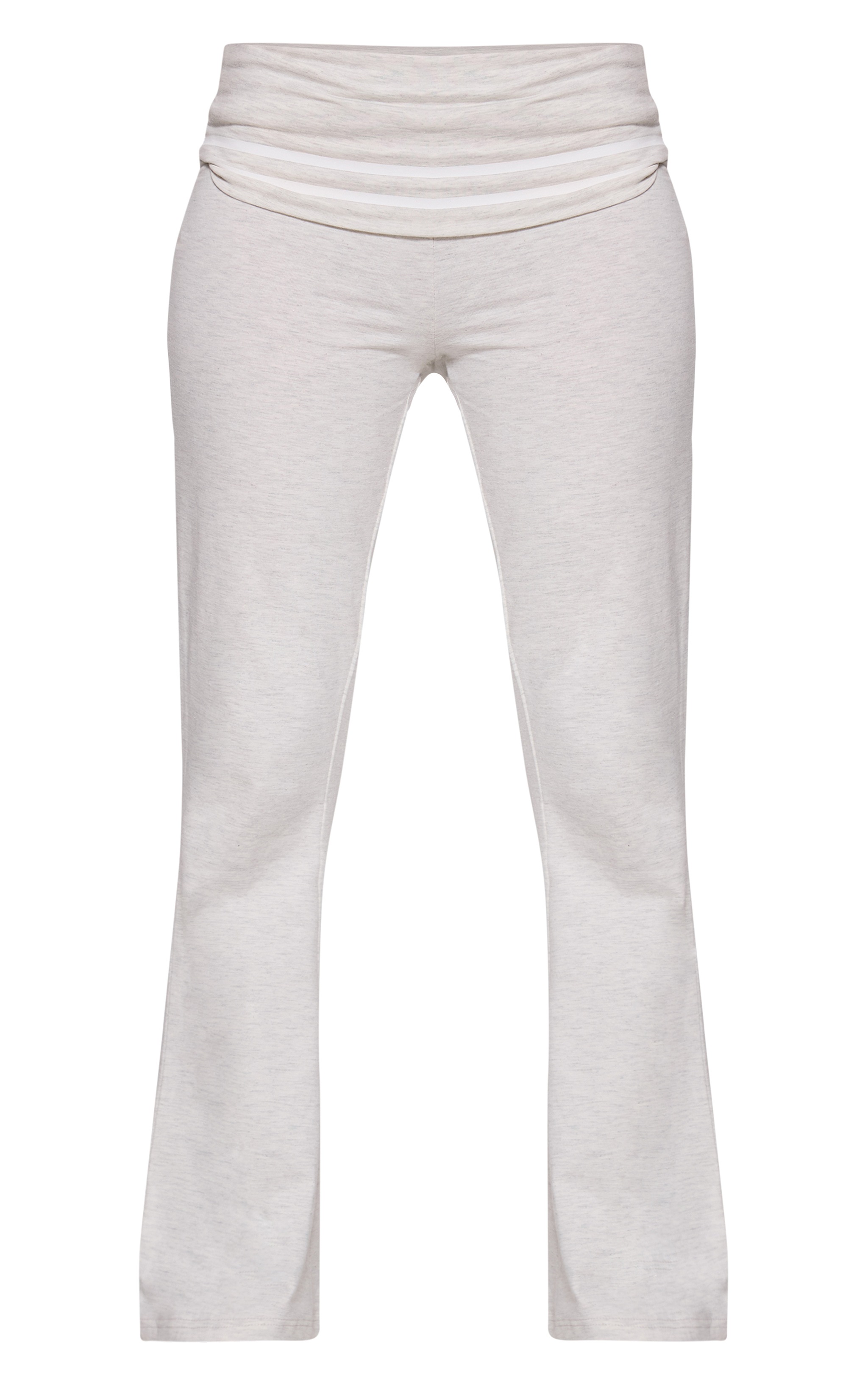 Petite Ash Grey Jersey Foldover Flared Pants image 4