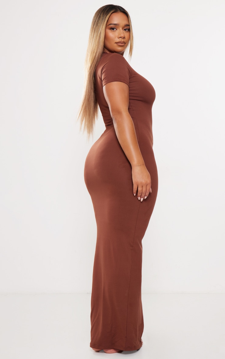 Shape Dark Brown Sculpted Maxi Dress image 2