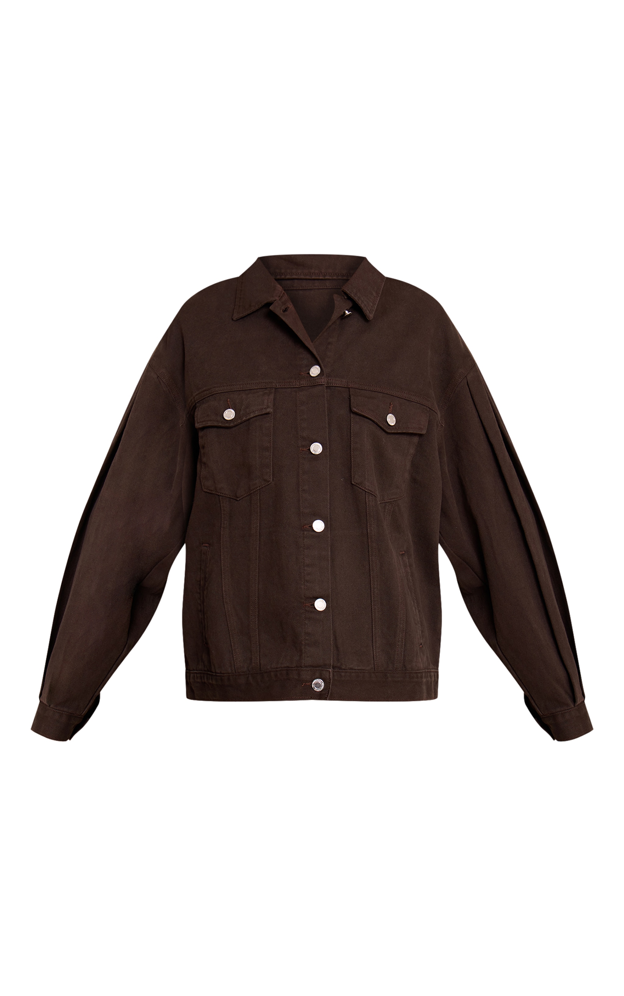 Dark Chocolate  Cocoon Sleeve Oversized Denim Jacket image 5