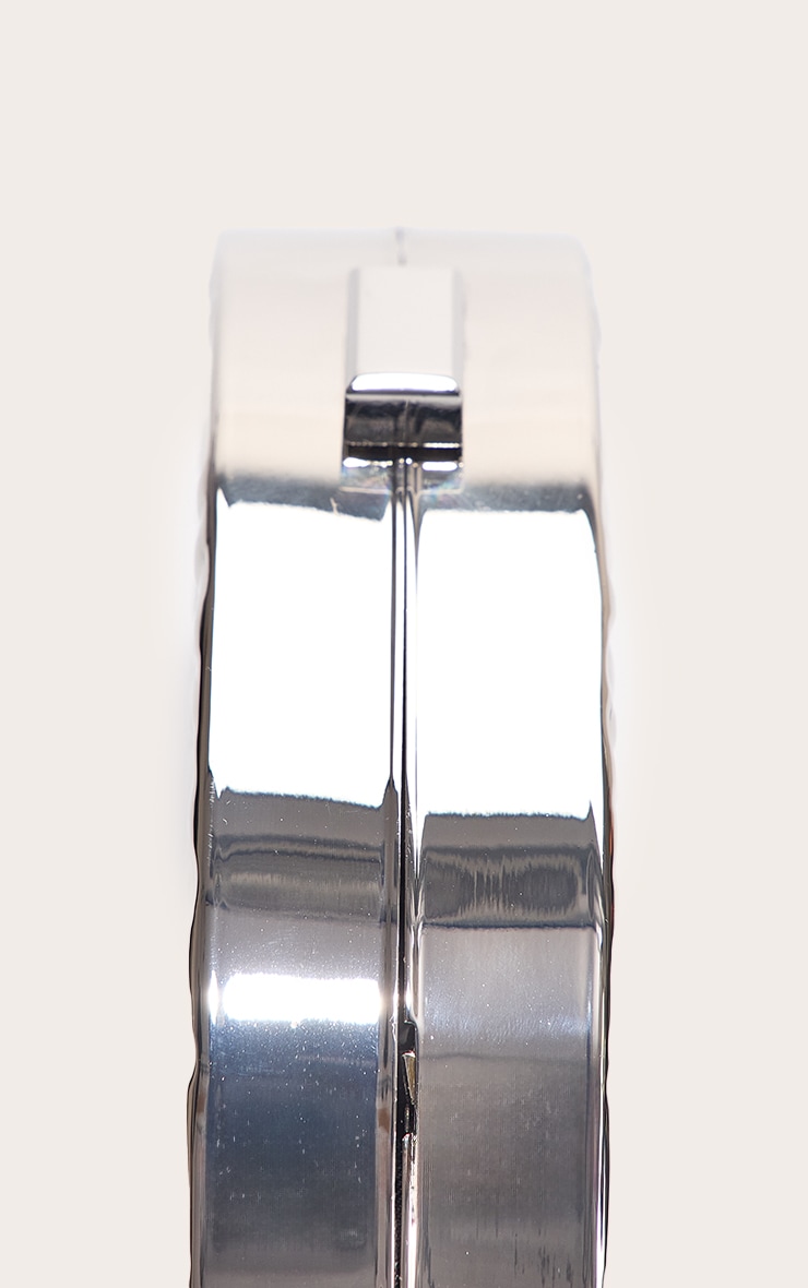 Silver Textured Crescent Clutch Bag image 5
