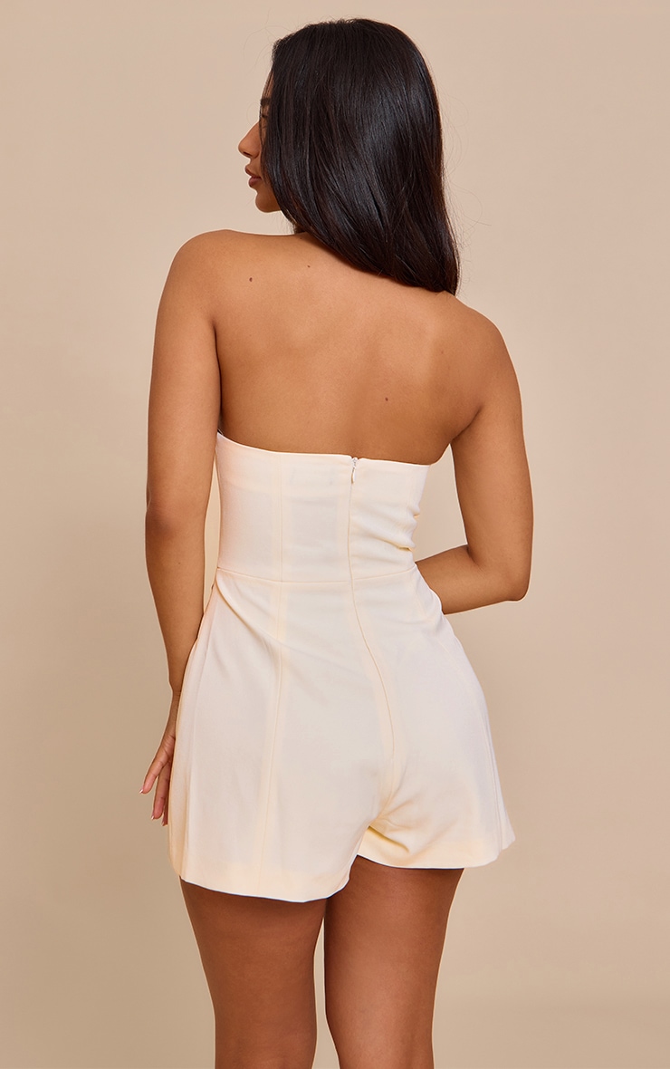 Petite Cream Woven Sweetheart Neck Detail Romper image 2