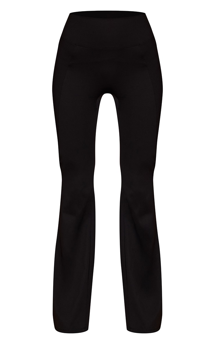 Tall Black Sculpt Rib Panel Yoga Flares image 5