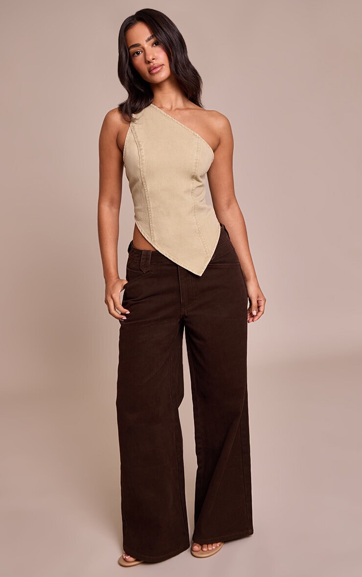 Petite Dark Chocolate Tinted Wide Leg Jean image 1