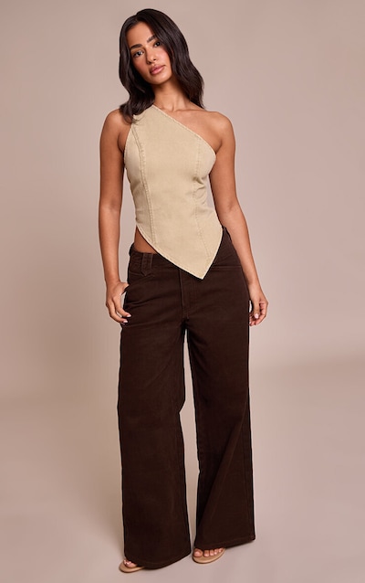 Petite Dark Chocolate Tinted Wide Leg Jean
